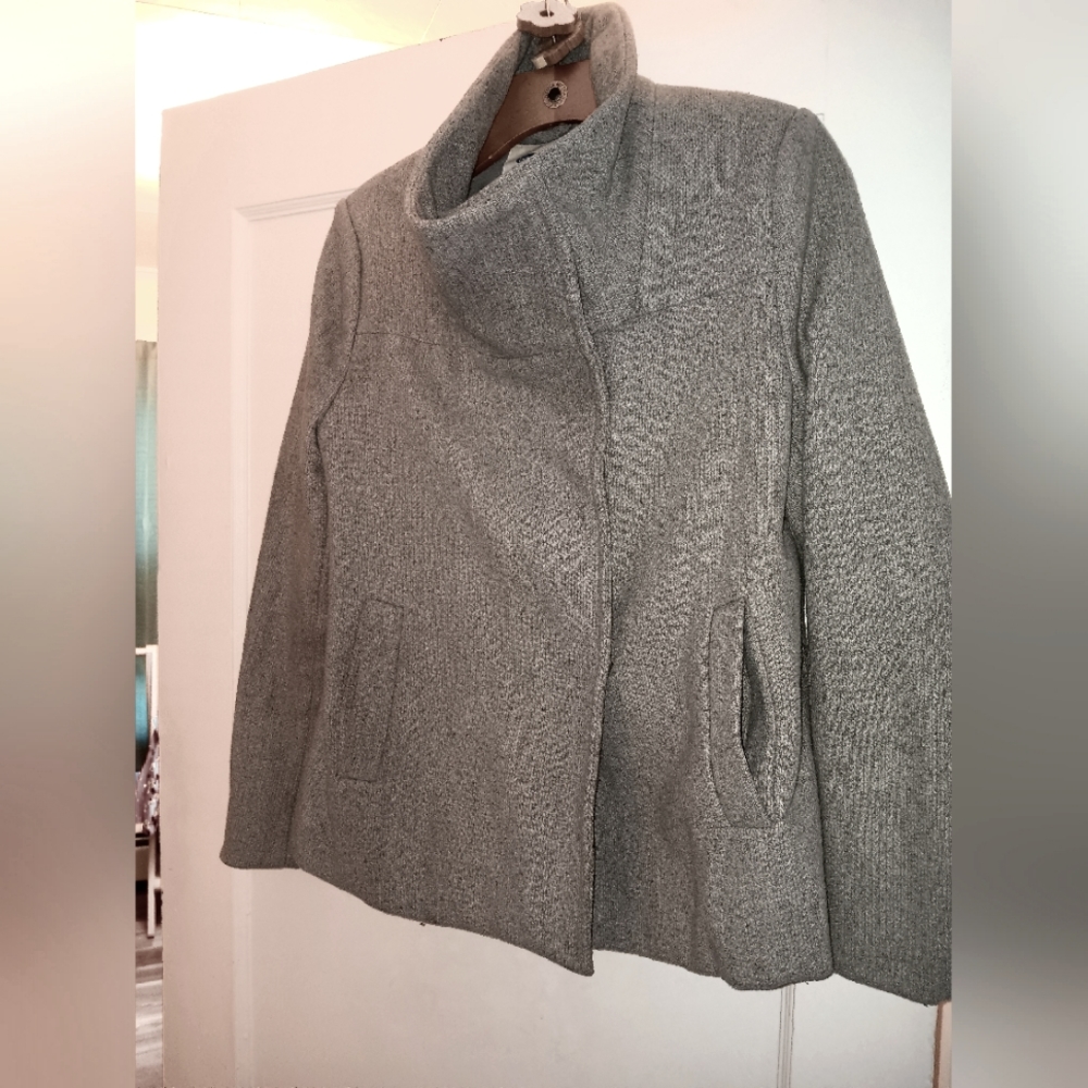 euc grey wool cowl neck coat